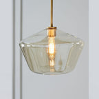 June Pendant Light Glass, Clear/Amber Diamond shape