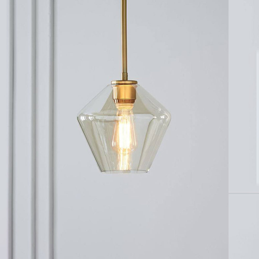 June Pendant Light Glass, Clear/Amber Diamond shape
