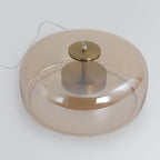 June Modern Cylinder Pendant Light. Clear/Smoky Gray/Amber