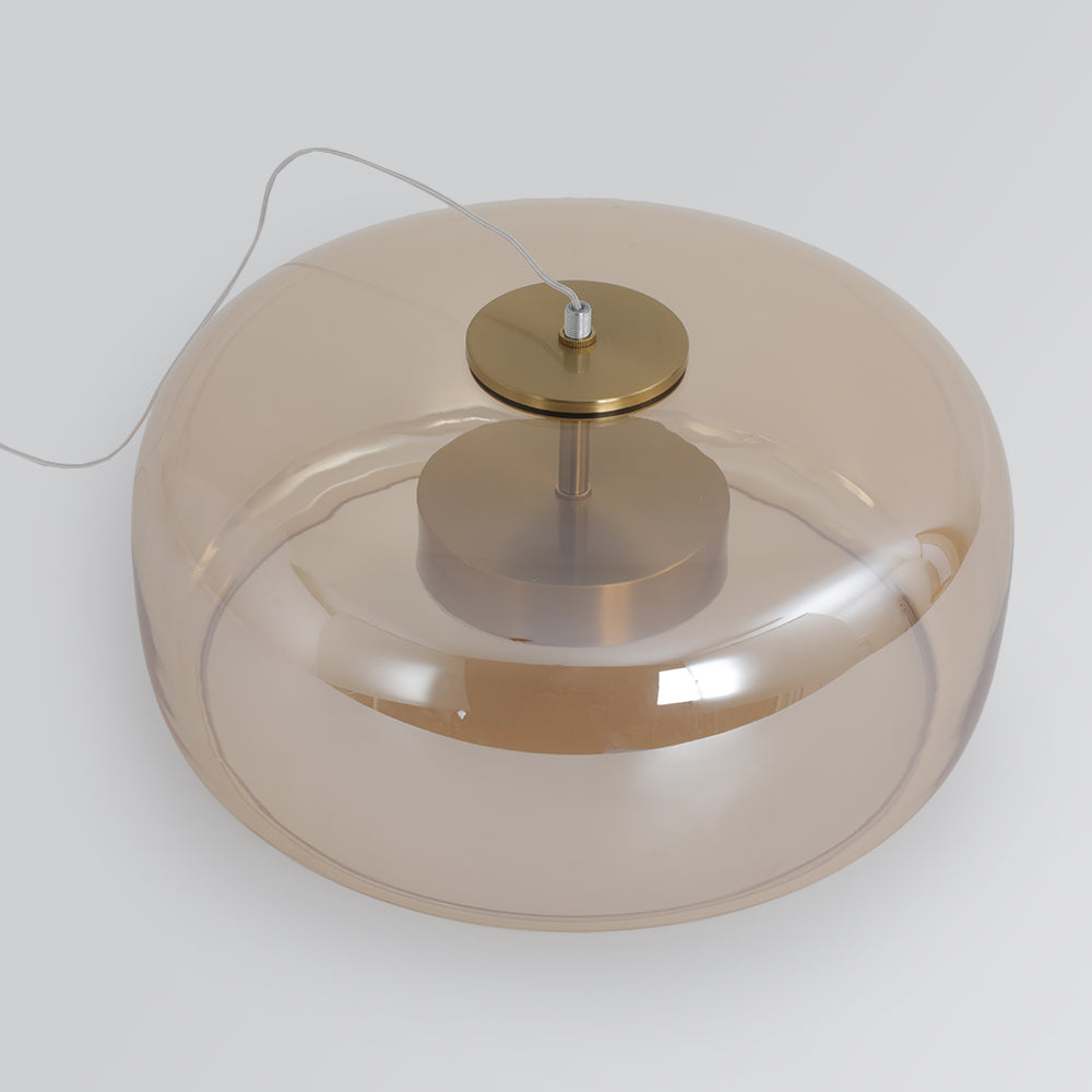 June Modern Cylinder Pendant Light. Clear/Smoky Gray/Amber