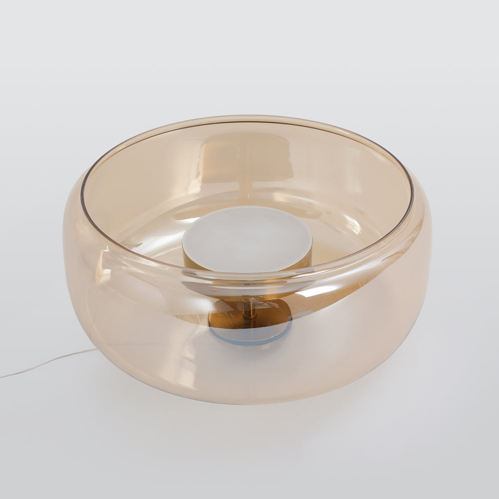 June Modern Cylinder Pendant Light. Clear/Smoky Gray/Amber