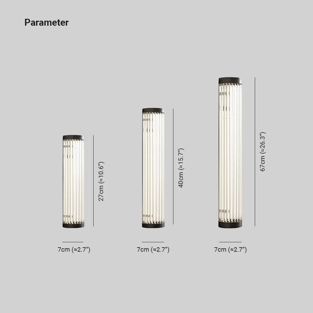 Yoru Semi-Cylindrical Wall Sconce. Metal/Glass. Outdoor