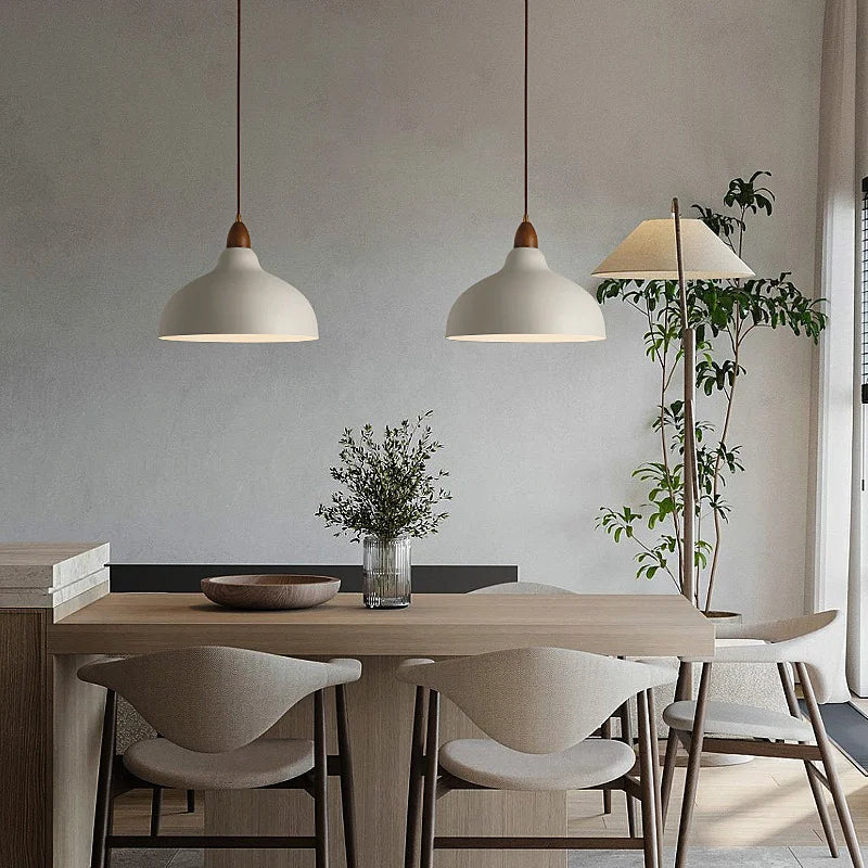 Modern Hanging Lamp with Wooden Accent – Minimalist Design