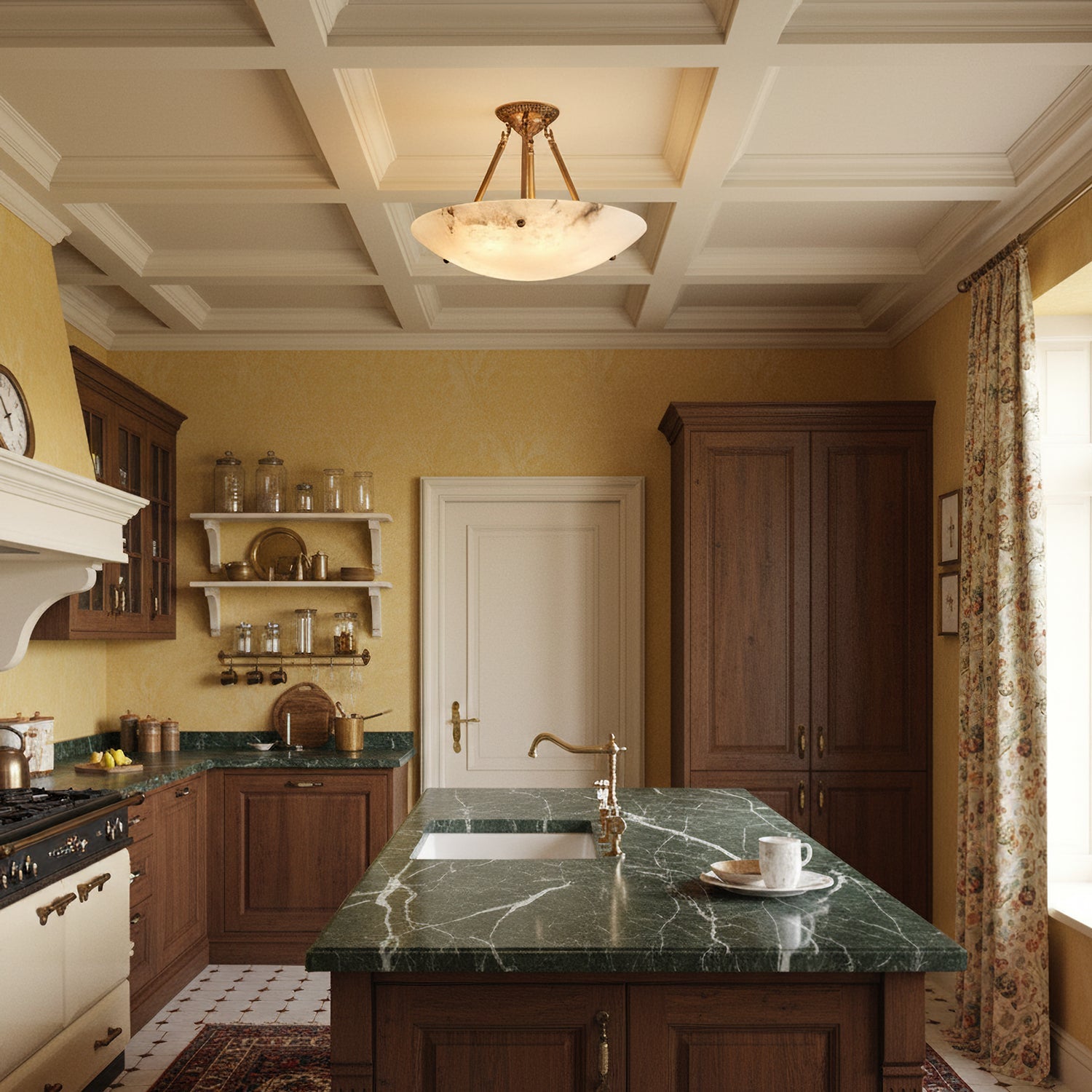 Alabaster Bowl Ceiling Lamp