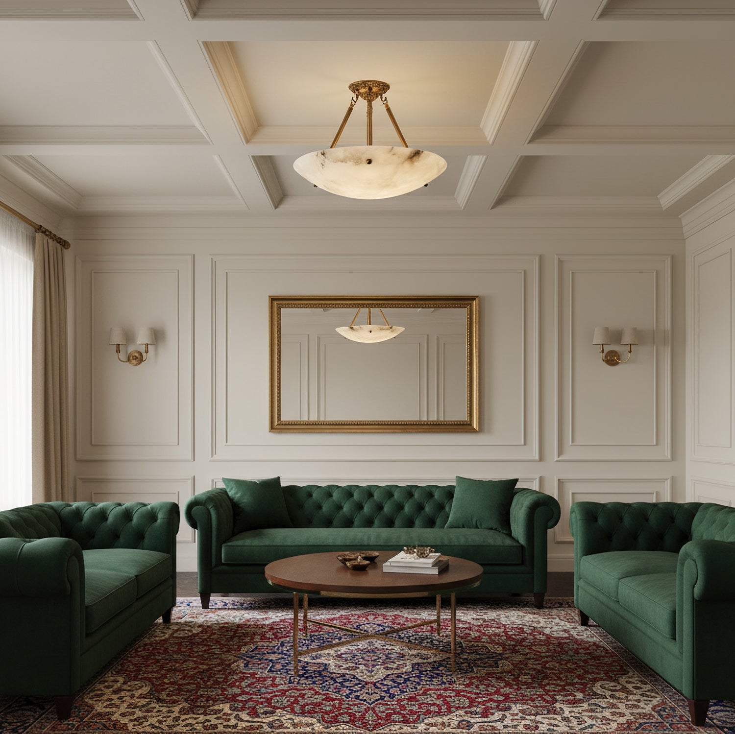 Alabaster Bowl Ceiling Lamp