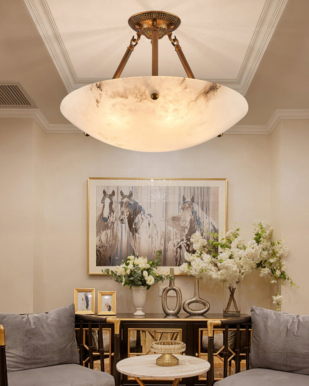Alabaster Bowl Ceiling Lamp