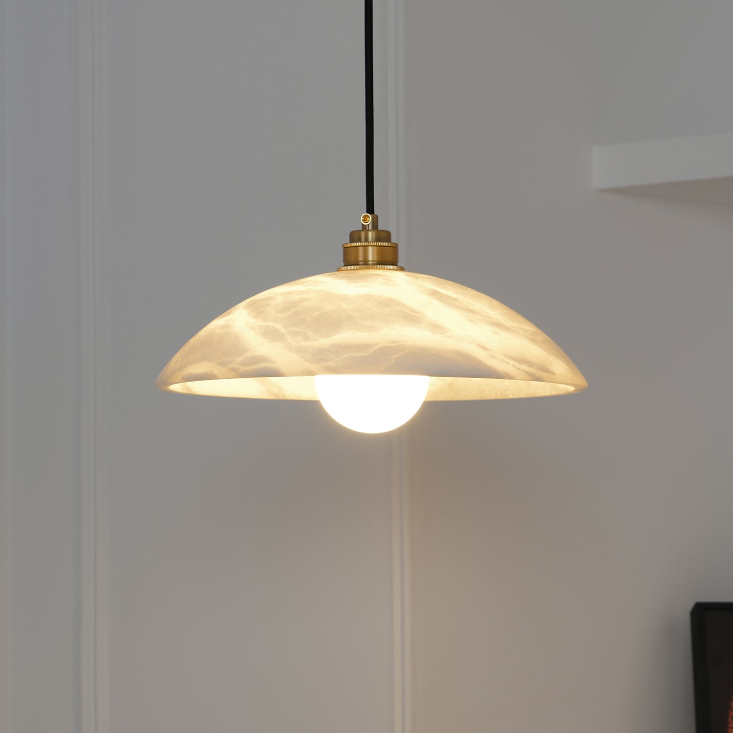 Delin Dome Pendant Light Alabaster & Brass