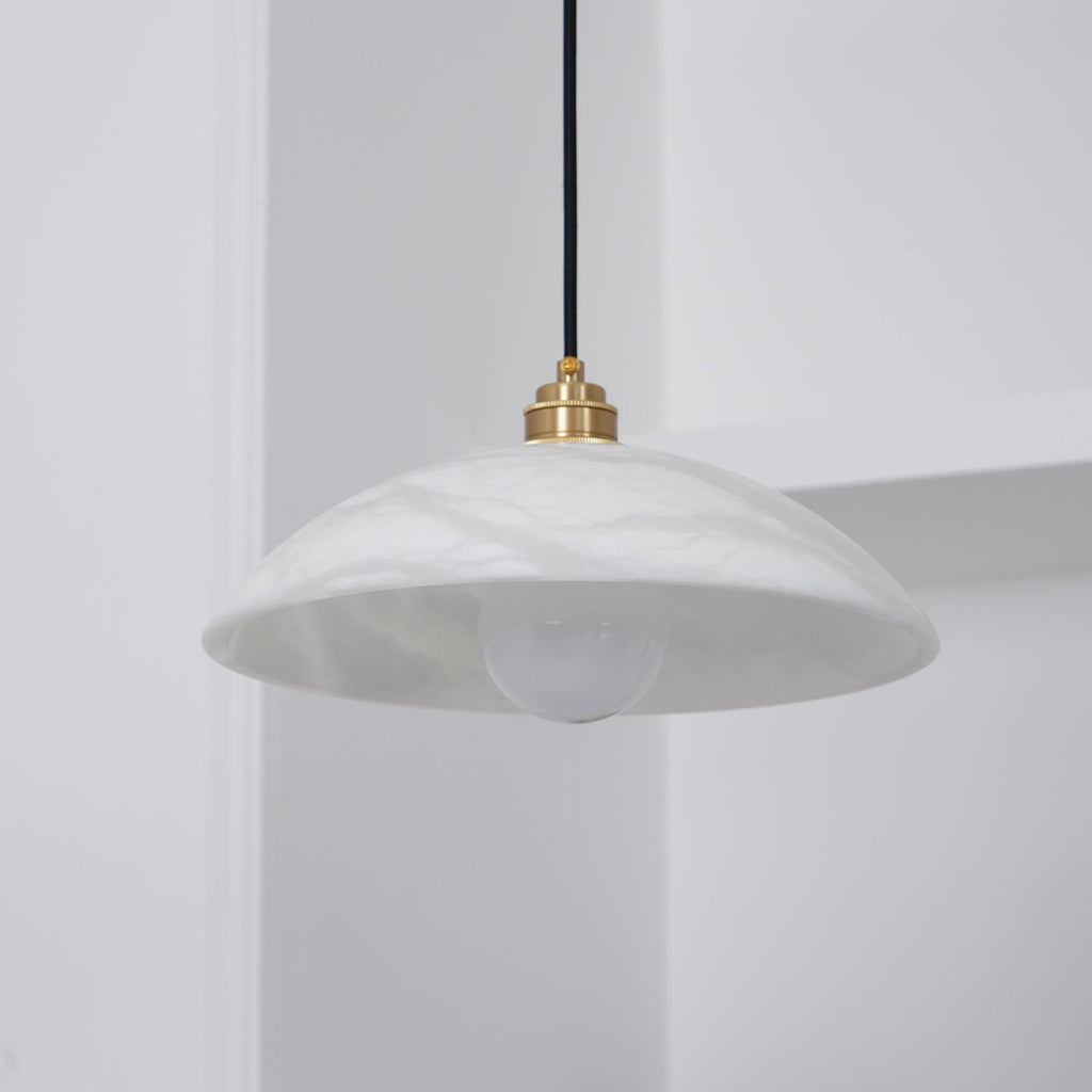 Delin Dome Pendant Light Alabaster & Brass