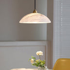 Delin Dome Pendant Light Alabaster & Brass
