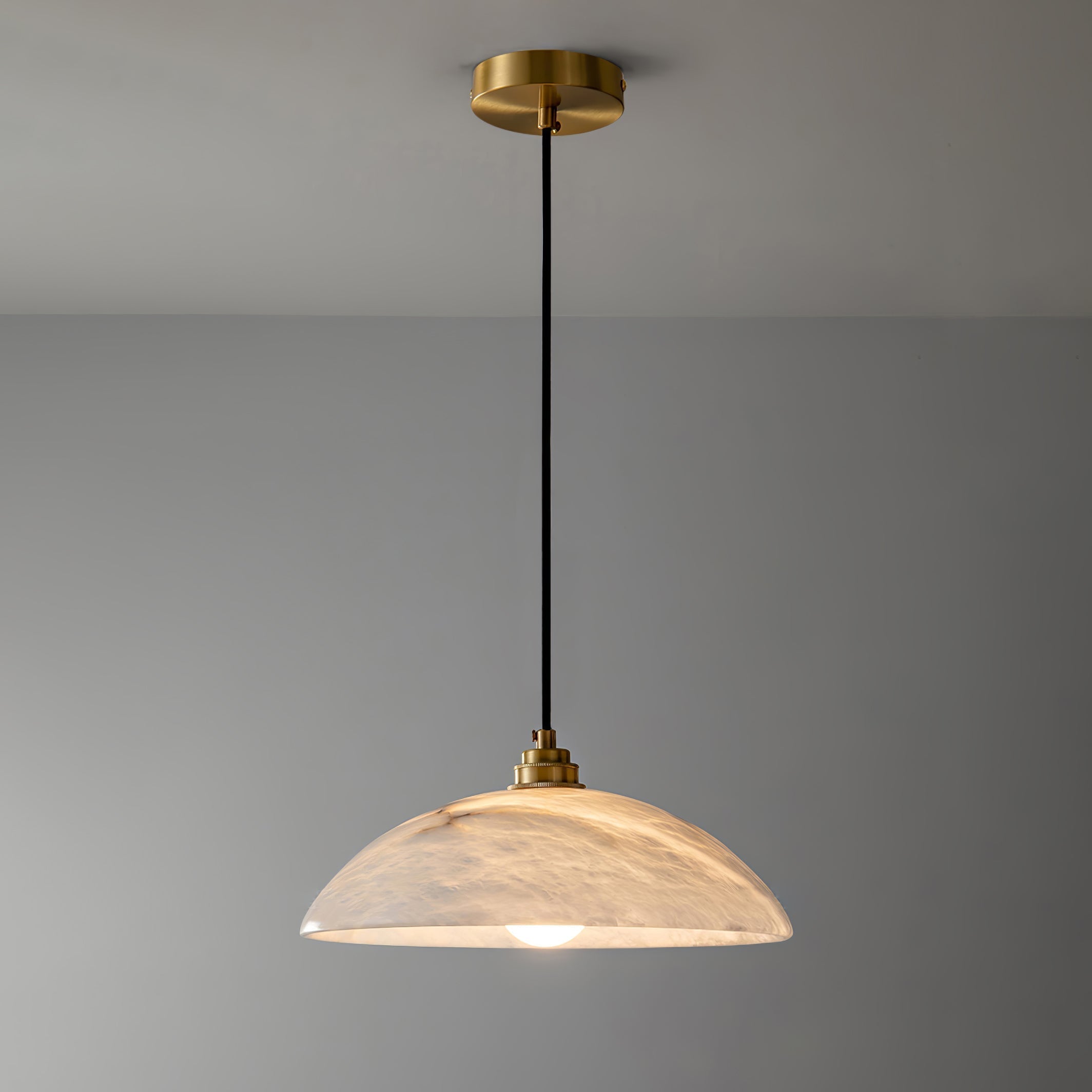 Delin Dome Pendant Light Alabaster & Brass