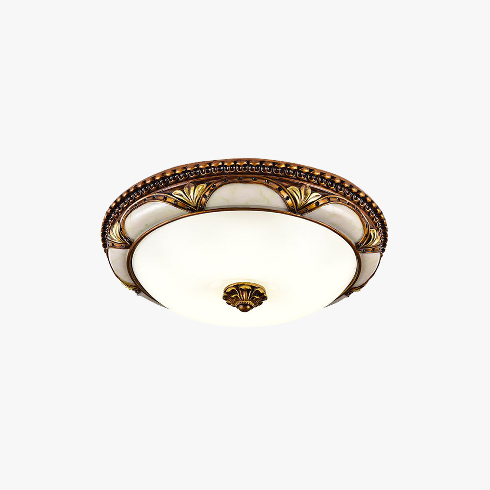 Silva Vintage LED Ceiling Light Round Flower Brass Hallway/Bedroom Resin/Glass
