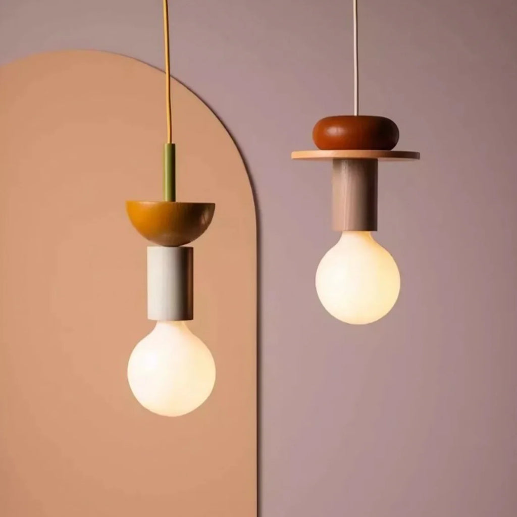 Alvar Multicolor Geometric Wood Pendant Light