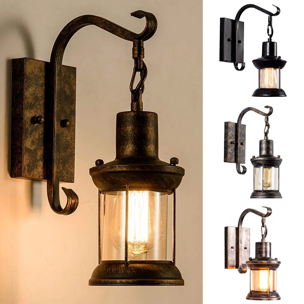 Silva Industrial Retro Wall Light Black/Bronze Indoor Metal/Glass
