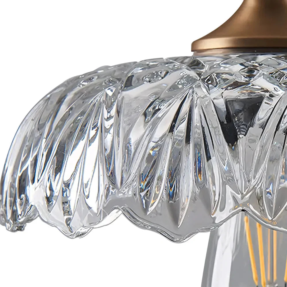 Anthea Retro Brass Glass Flower Pendant Light