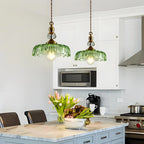 Anthea Retro Brass Glass Flower Pendant Light