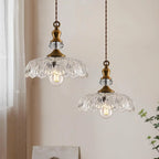 Anthea Retro Brass Glass Flower Pendant Light