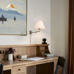 Arlington Linen Shade Metal Swing Arm Wall Lamp
