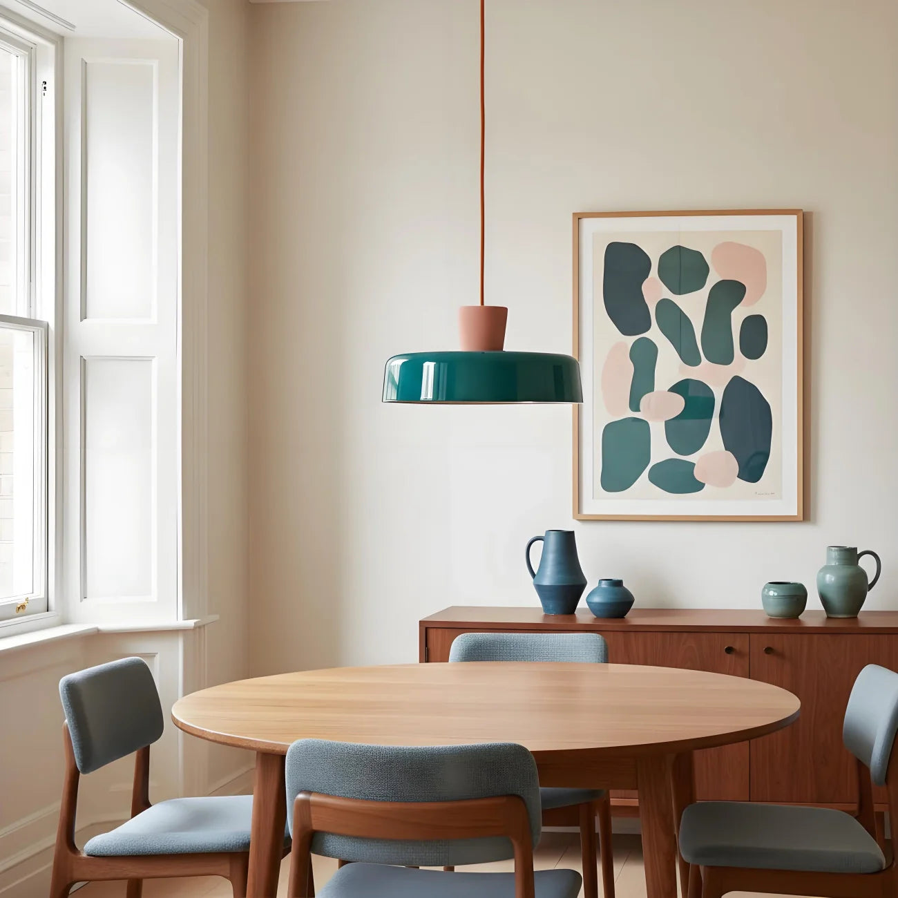 Arlo Retro Peacock Blue Iron Pendant Light