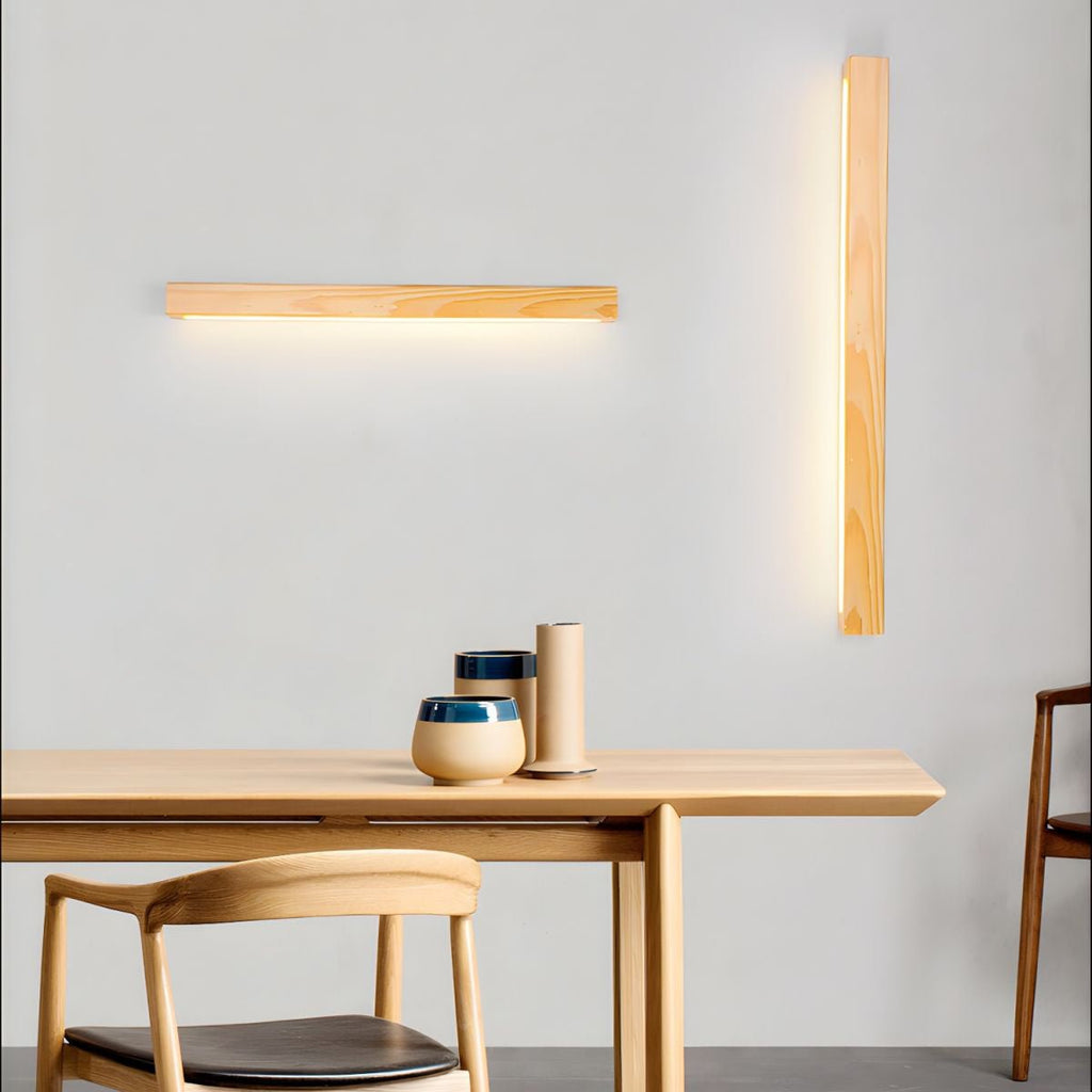 Linear Wood and LED Wall Sconce Minimalist Design