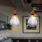 Arisha Vintage LED Suspension Amber Glass Wood Bedroom