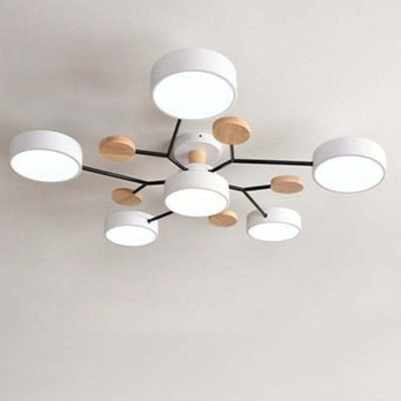Arisha Geometric Flush Mount Ceiling Light Acrylic/Wood Living Room