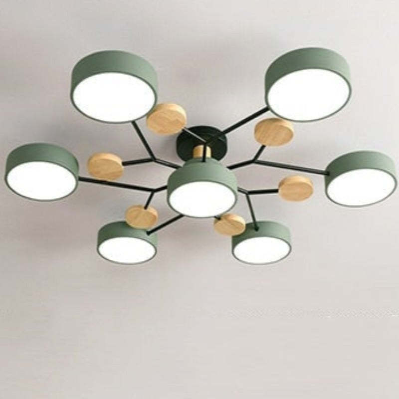 Arisha Geometric Flush Mount Ceiling Light Acrylic/Wood Living Room