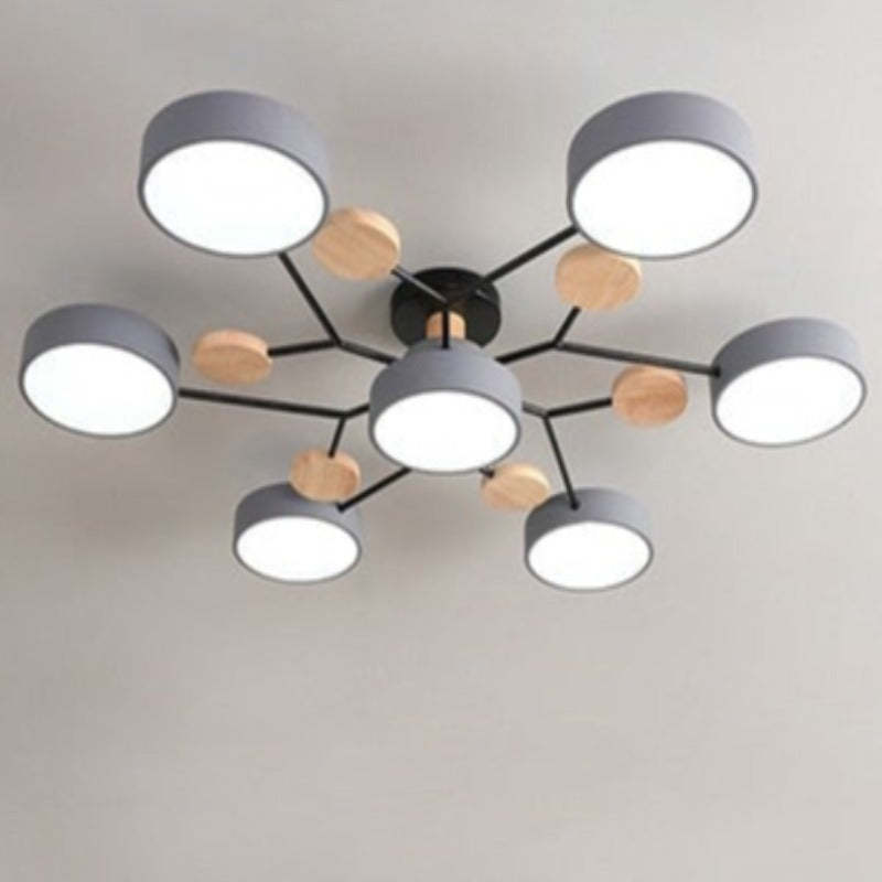 Arisha Geometric Flush Mount Ceiling Light Acrylic/Wood Living Room