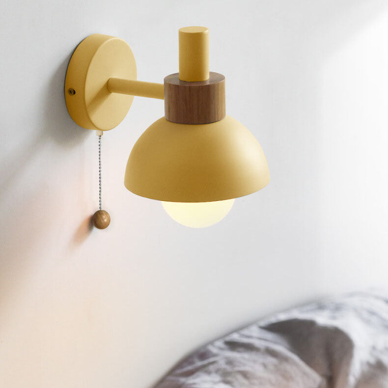 Nordic Wood & Metal Globe Wall Sconce LED 1-light
