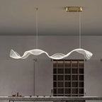 Kristy Pendant Light Designer Wave Acrylic, White/Gold, Dining Room