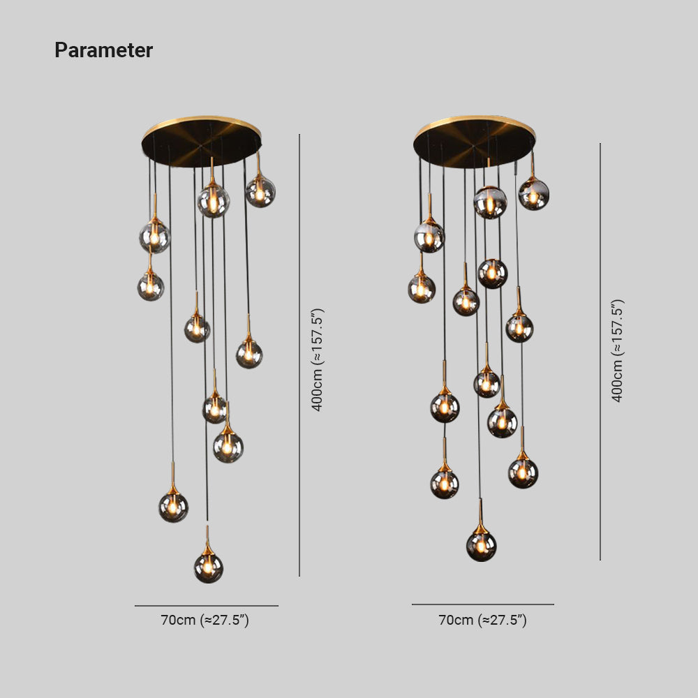 Valentina Modern Spiral Ball Glass Staircase Chandelier