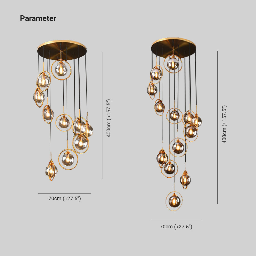 Valentina Modern Spiral Ball Glass Staircase Chandelier