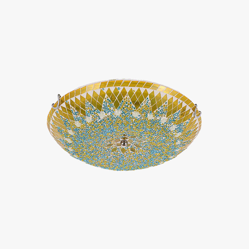 Tiffany Modern Mediterranean Glass Flush Mount Ceiling Light Blue/Yellow/White