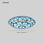 Tiffany Flush Mount Glass Colorful Ceiling Light, Bedroom