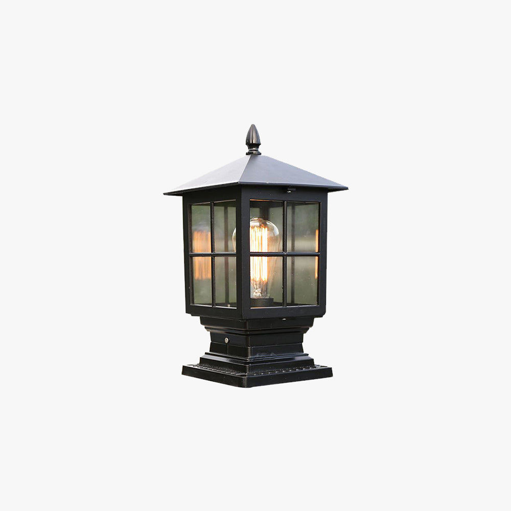 Etilo Modern Metal Glass Lantern LED Outdoor Light Post
