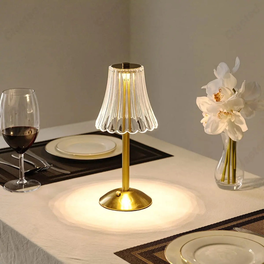 Wireless Table Lamp with Crystal Decor and Dimmable Lighting - GlamLight