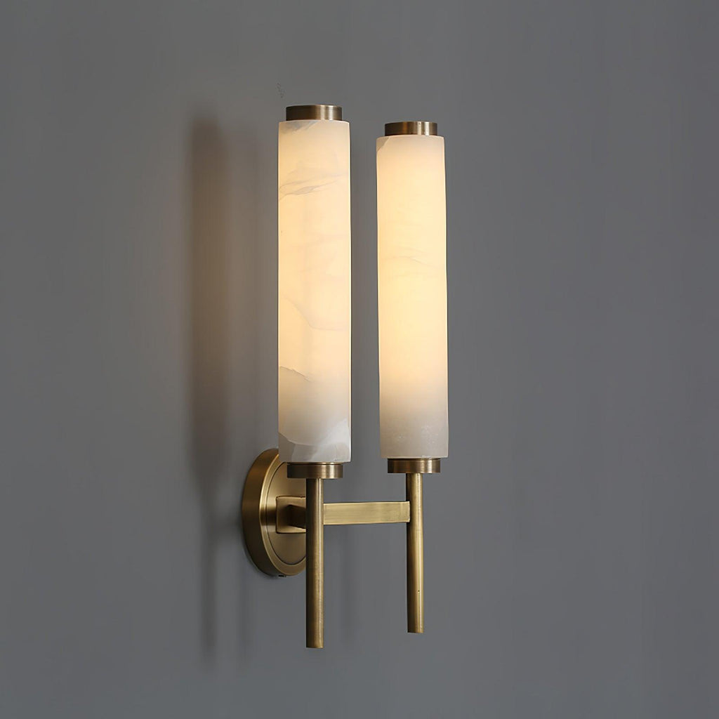 Iron Art Deco Alabaster Wall Lamp