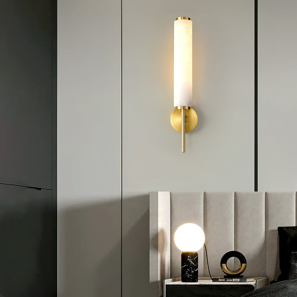 Iron Art Deco Alabaster Wall Lamp