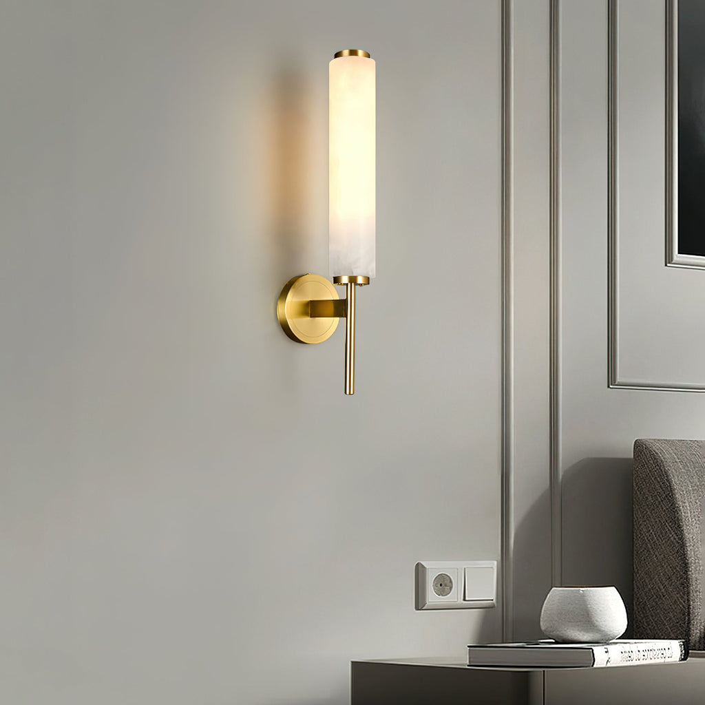 Iron Art Deco Alabaster Wall Lamp