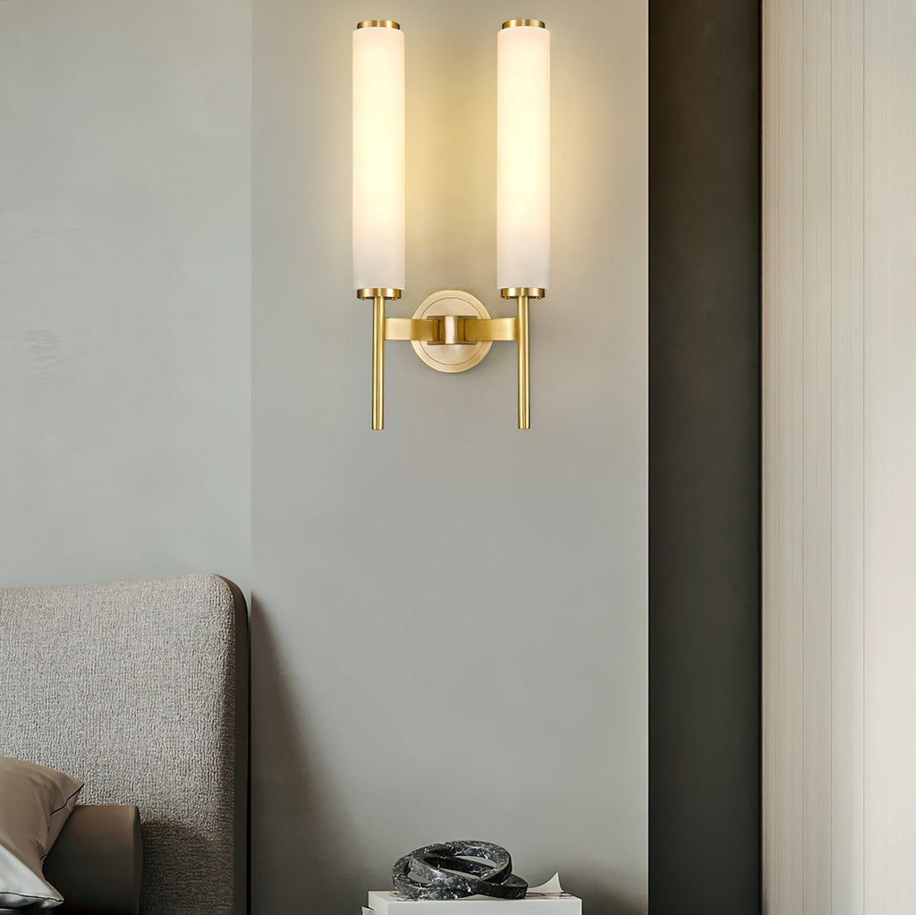 Iron Art Deco Alabaster Wall Lamp