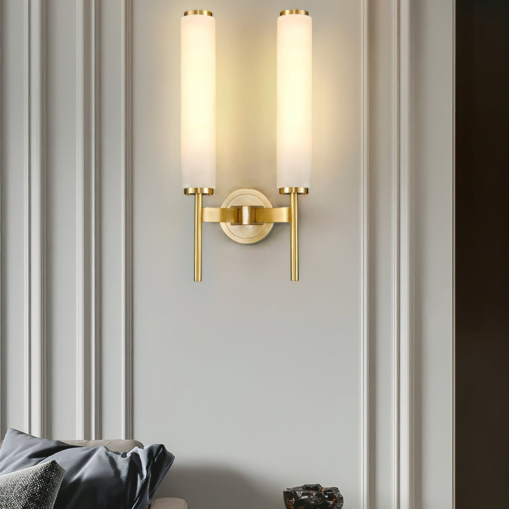 Iron Art Deco Alabaster Wall Lamp