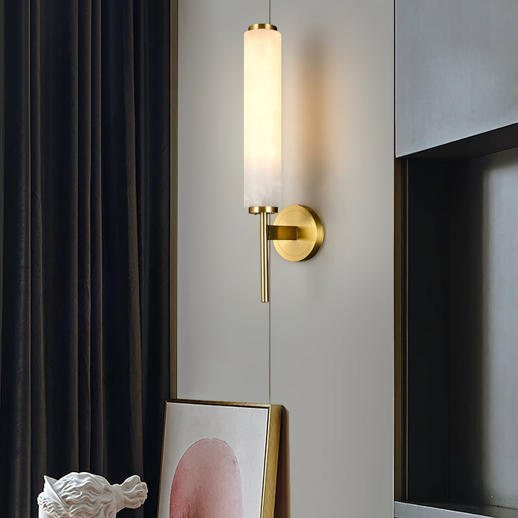 Iron Art Deco Alabaster Wall Lamp