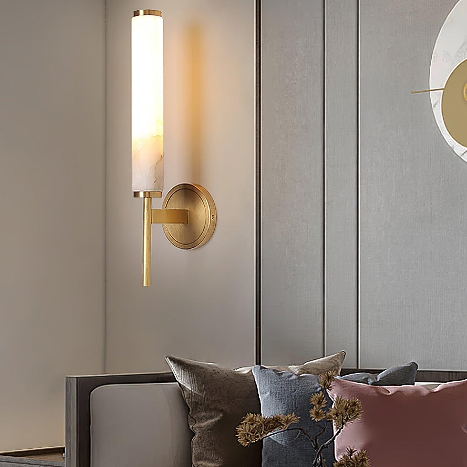Iron Art Deco Alabaster Wall Lamp