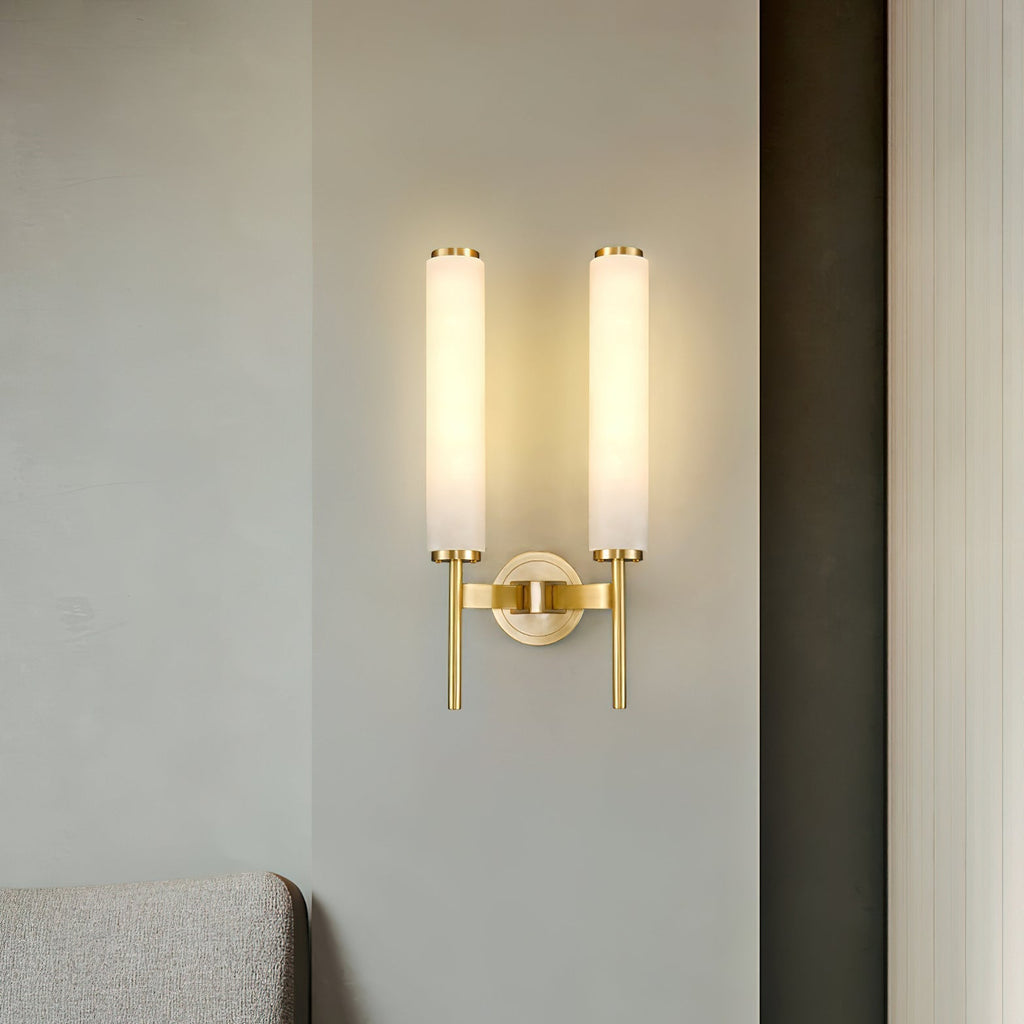 Iron Art Deco Alabaster Wall Lamp