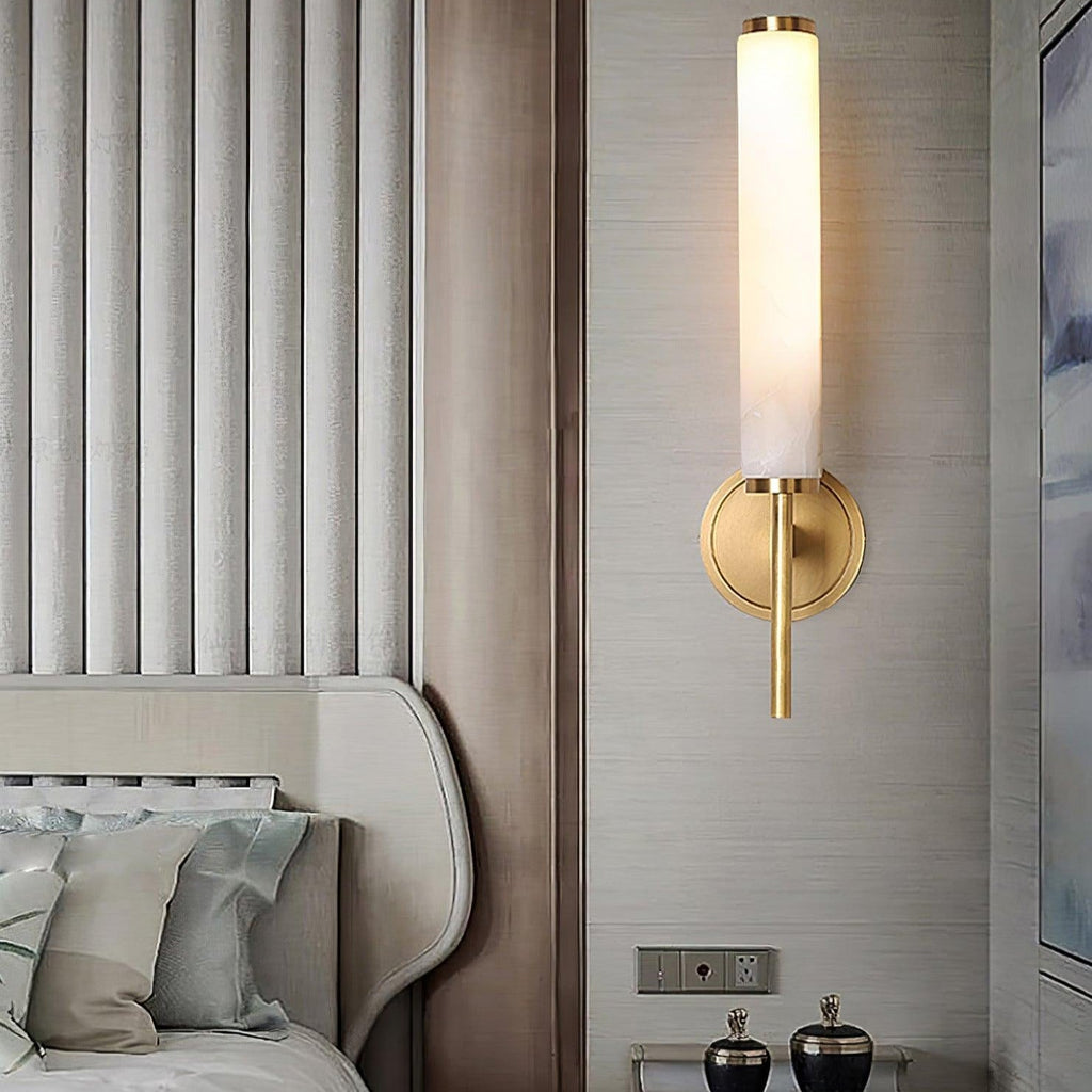 Iron Art Deco Alabaster Wall Lamp