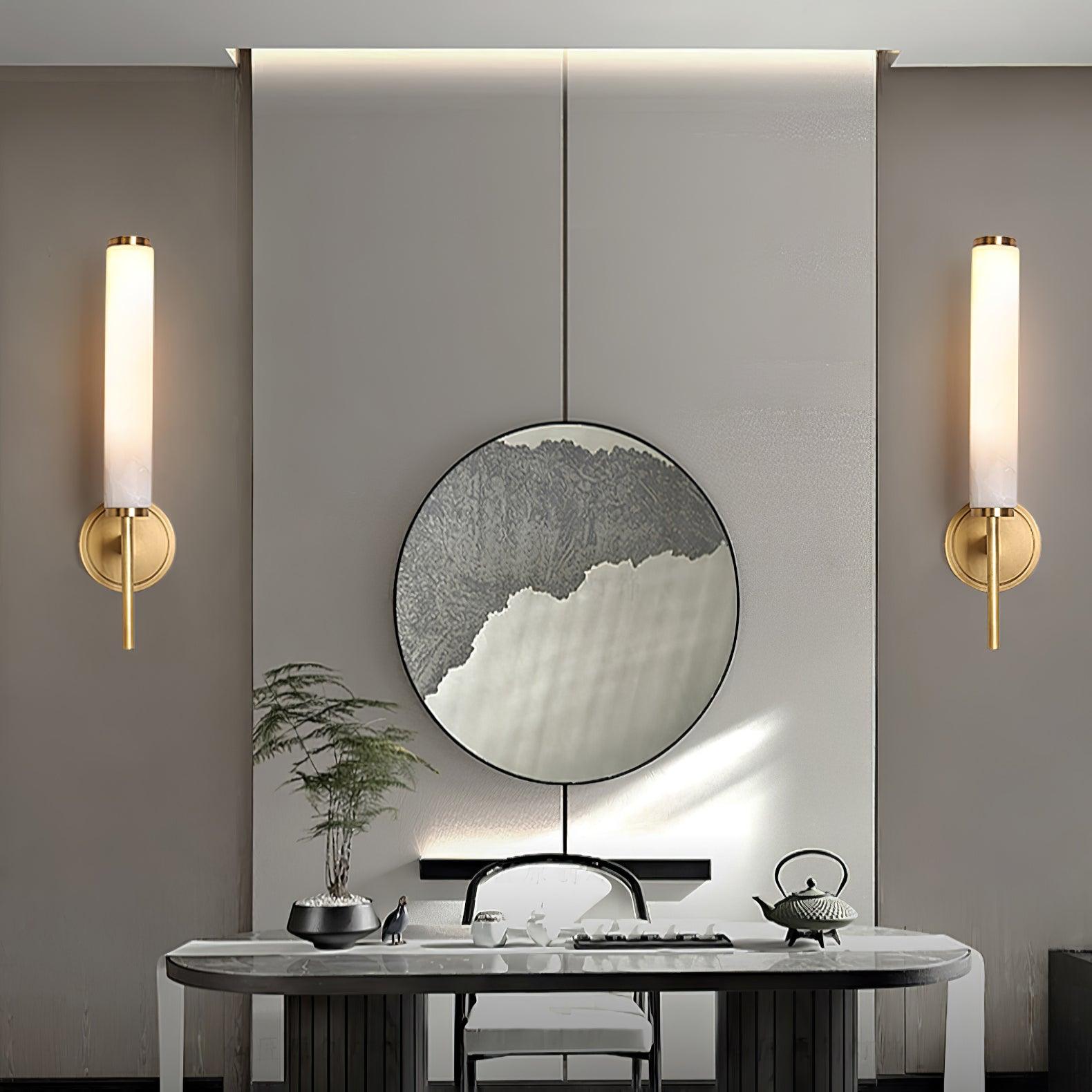 Iron Art Deco Alabaster Wall Lamp