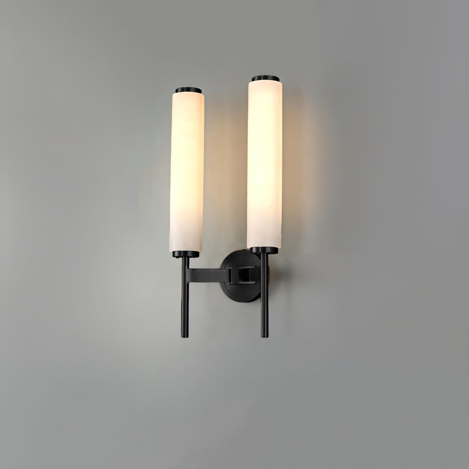 Iron Art Deco Alabaster Wall Lamp