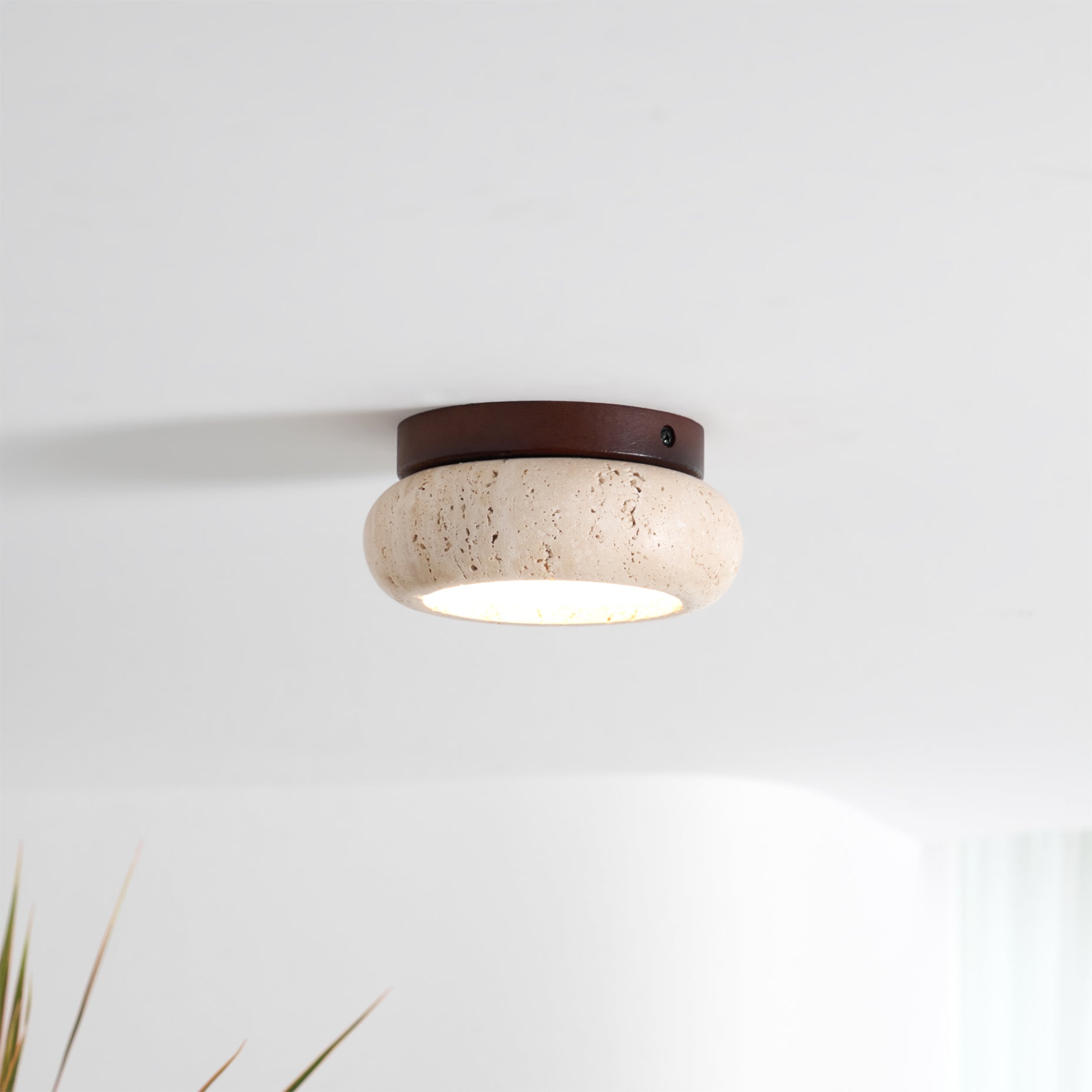 Astra Mini Donut Ceiling Light in Travertine