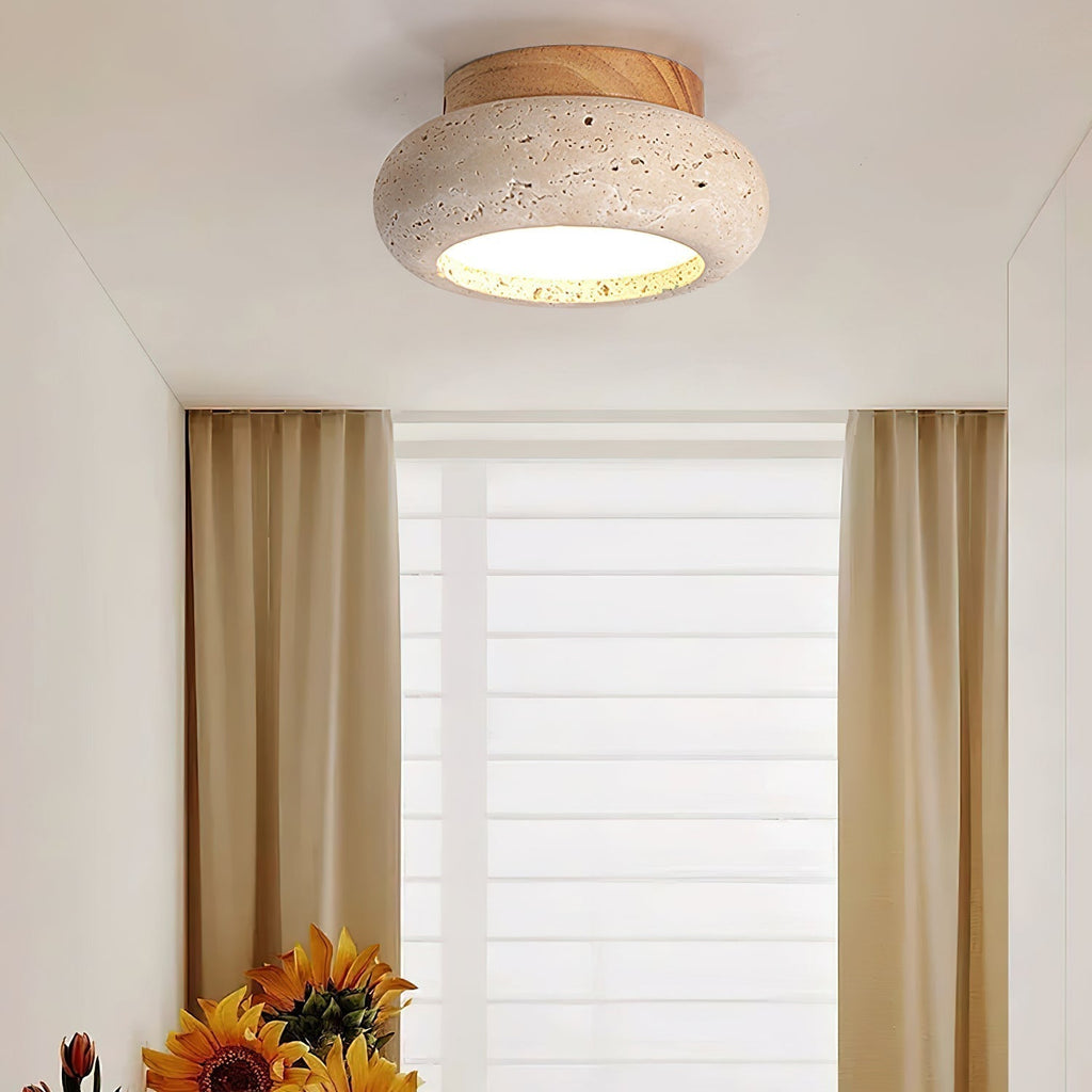 Astra Mini Donut Ceiling Light in Travertine