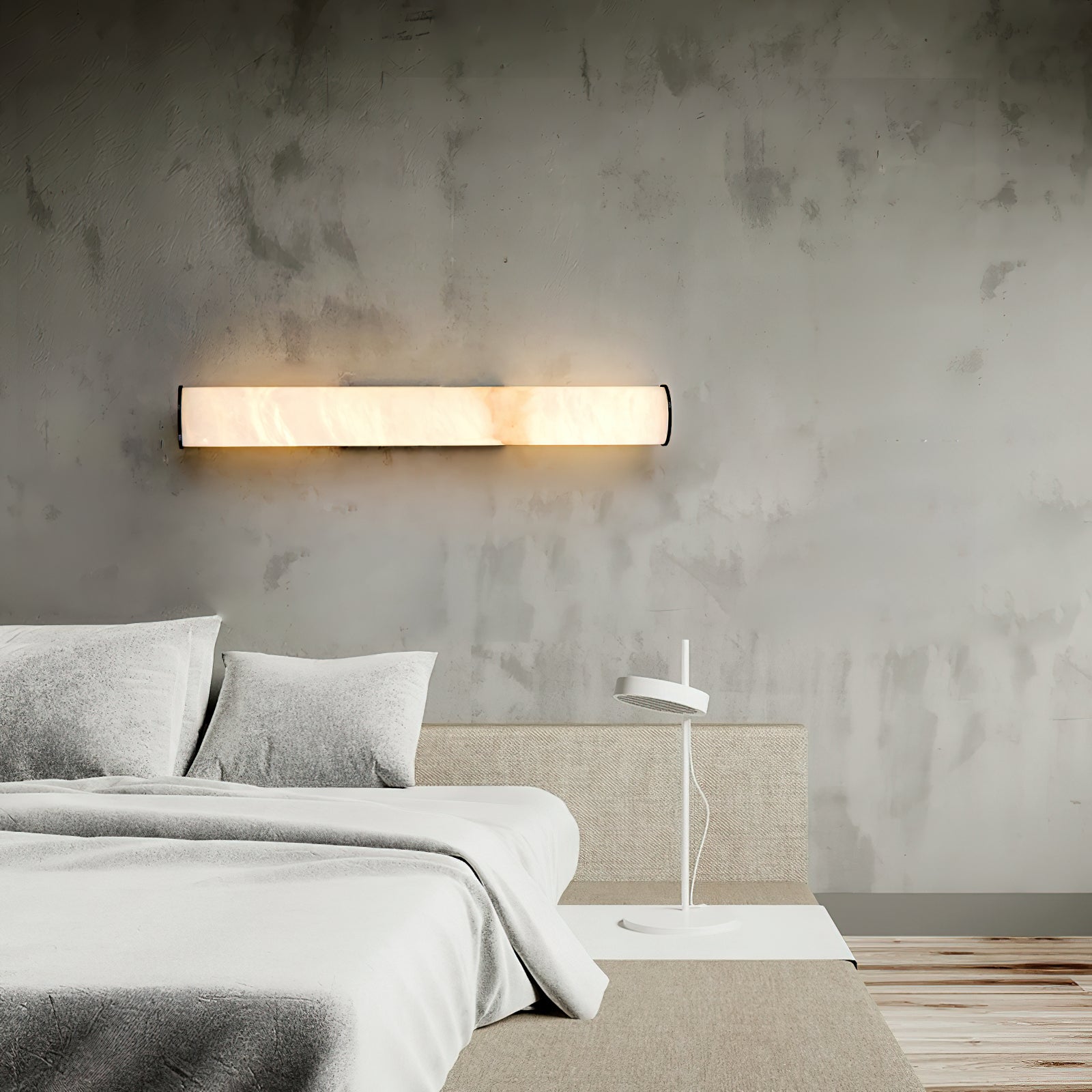 Arcus Wall Lamp Elegant Minimalist Modern Style in Brass and Alabaster
