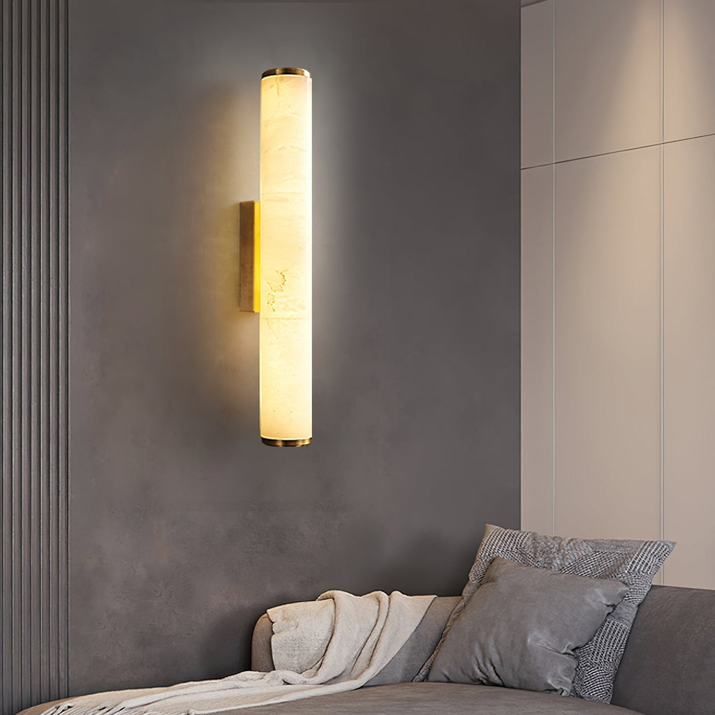Arcus Wall Lamp Elegant Minimalist Modern Style in Brass and Alabaster